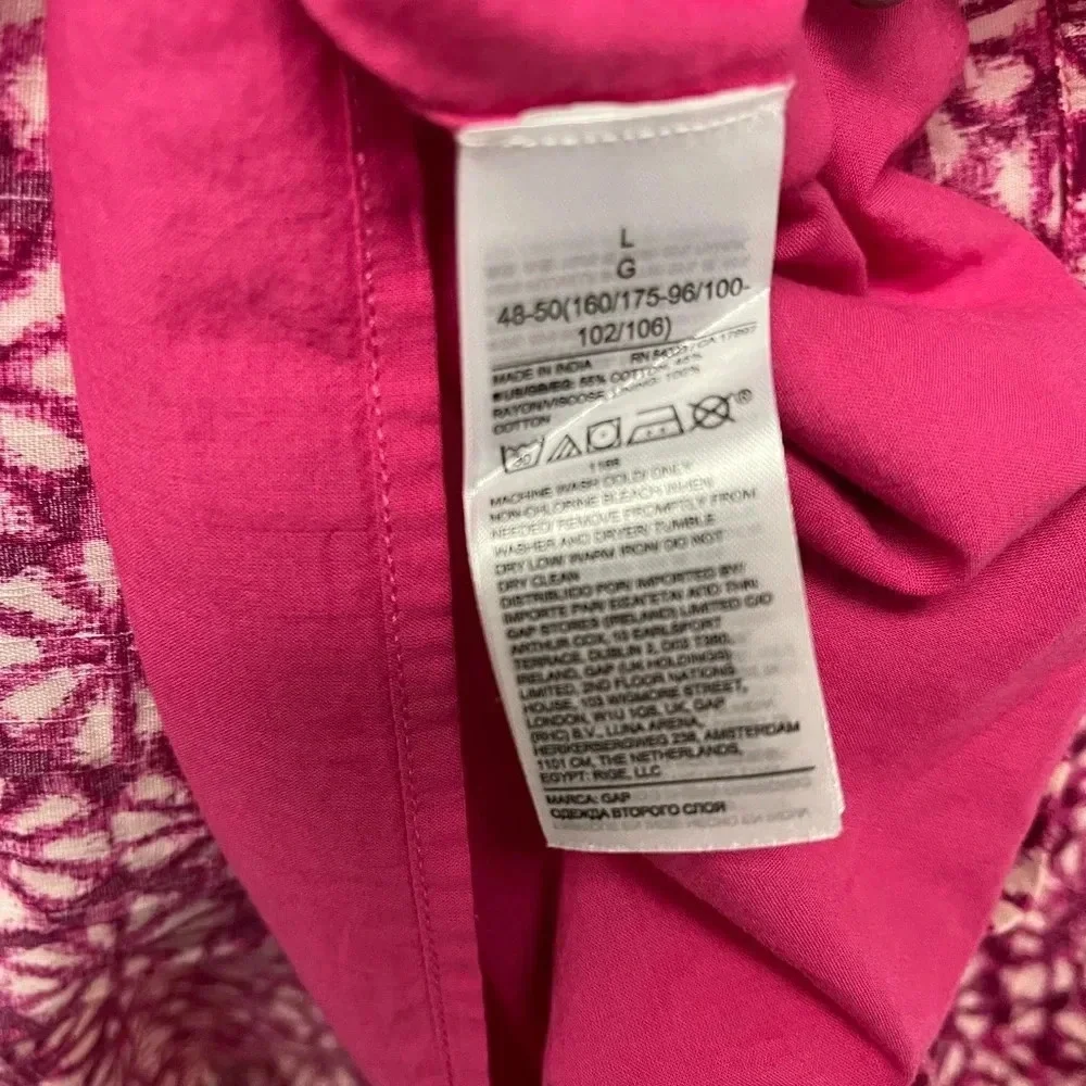 GAP NWOT Floral Pink Boho Babydoll Lined Long Sleeved Dress- Size L - Picture 7 of 7